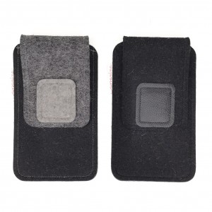 Large Smartphone Wool Felt Case - BLACK 